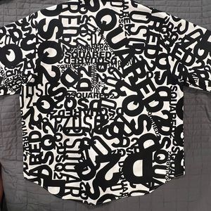 DSQUARED2 button down shirt , MEDIUM, WHITE/BLACK